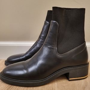 ZARA sock ankle bootie with gold heel